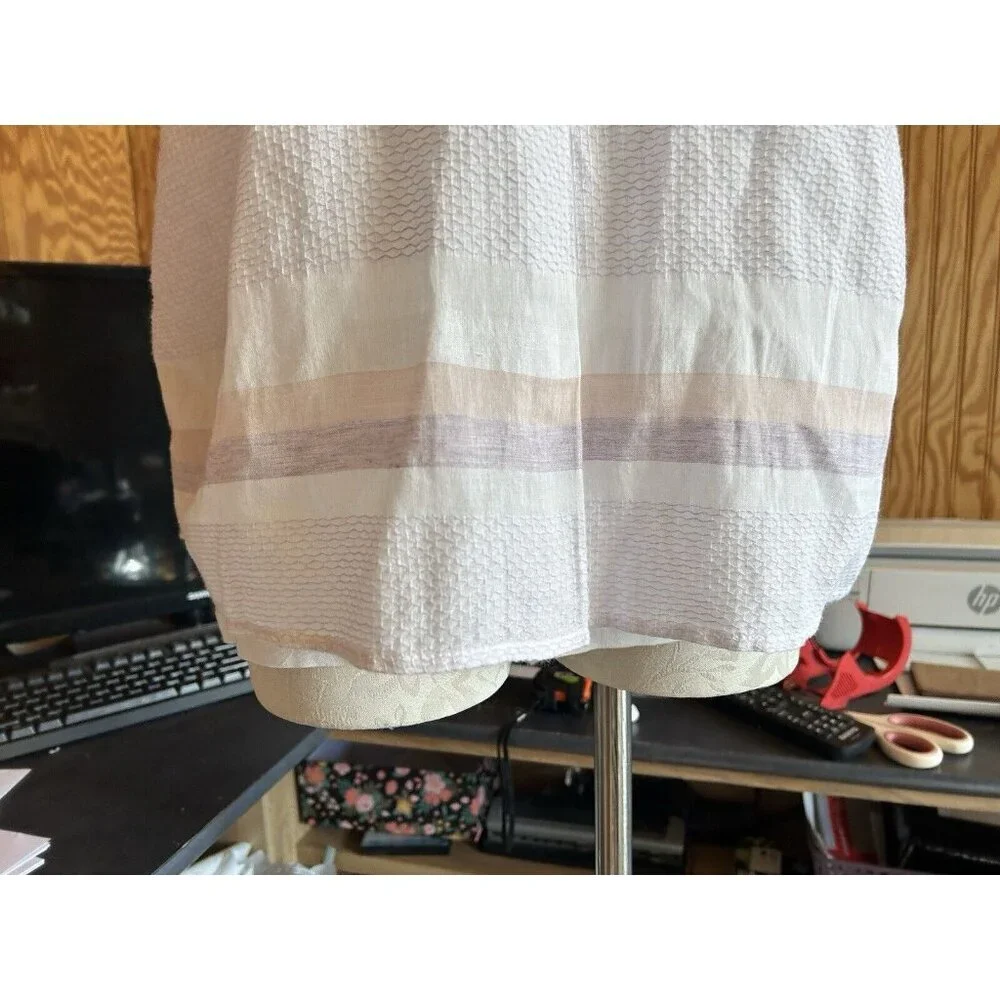 Soft Surroundings Light-as-air Striped Gauzy Lined Blouse Purple Sz L Purple Art - Picture 2 of 11